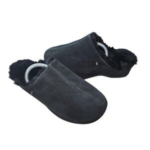 EMU Australia Slippers Womens Size 10 Black Suede Shearling Mule Cozy Shoes
